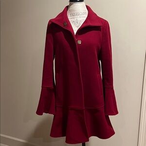 Joie Deep Red Flared Trench Coat